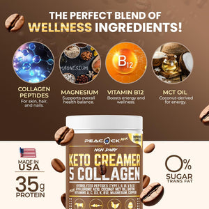 Peacock Max Collagen Keto Coffee Creamer Powder 12.2 Oz