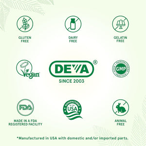 DEVA Vegan Multivitamin & Mineral Supplement Iron-Free - Green Whole Foods, 100% Vegan - 90 Count
