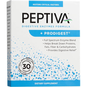 Peptiva Digestive Enzyme Supplement + Prodigest - Helps with Bloating, Gas, Constipation - 30 Count