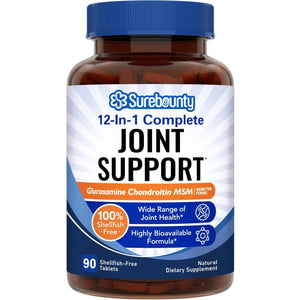 Joint Support, Glucosamine Chondroitin MSM with Turmeric & Boswellia, No Shellfish, Joint Flexibility & Comfort, Non-Gmo, 90 Tablets