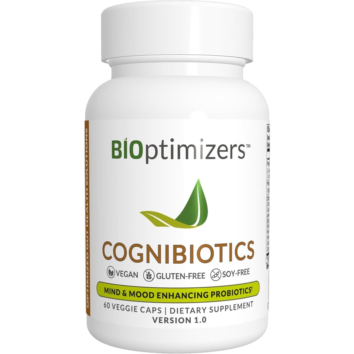 Bioptimizers Cognibiotics Probiotic Brain Supplement - Helps Support Mood, Better Focus, Memory, Mental Clarity - 60 Capsules