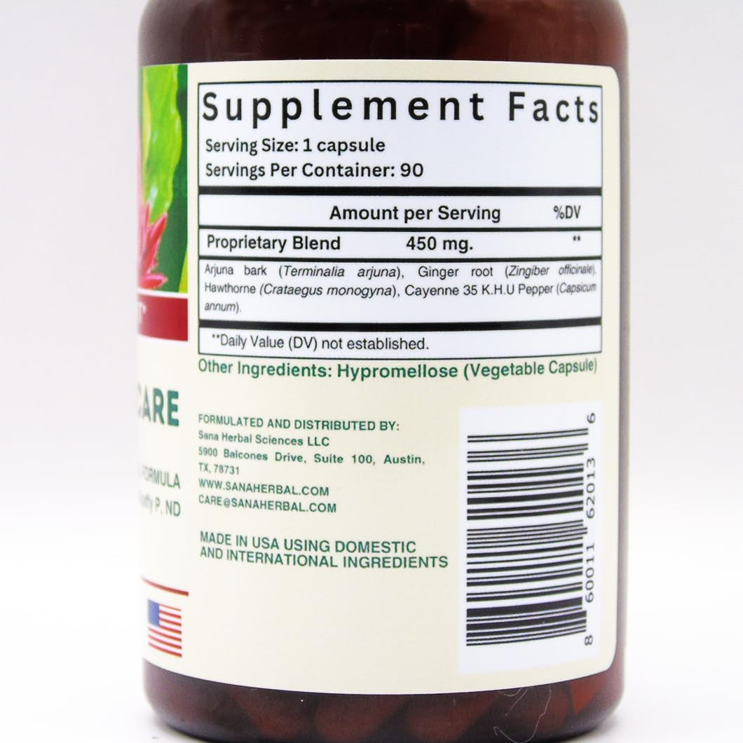 Artery Plaque Removal Formula to Support Blood Pressure, Healthy Cholesterol, and Heart Rhythm | 90 Capsules | by Sana Herbal