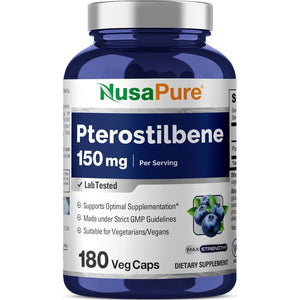 Nusapure Pterostilbene 150Mg 180 Veggie Caps (Non-Gmo, Vegan)