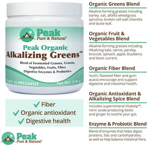 Peak Pure & Natural Peak Organic Alkalizing Greens Support Ph Balance and Alkalinity | Superfood Green Drink Powder
