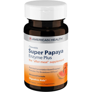 American Health Super Papaya Enzyme plus Chewable Tablets, Promotes Digestion & Nutrient Absorption 90 Count, 30 Servings