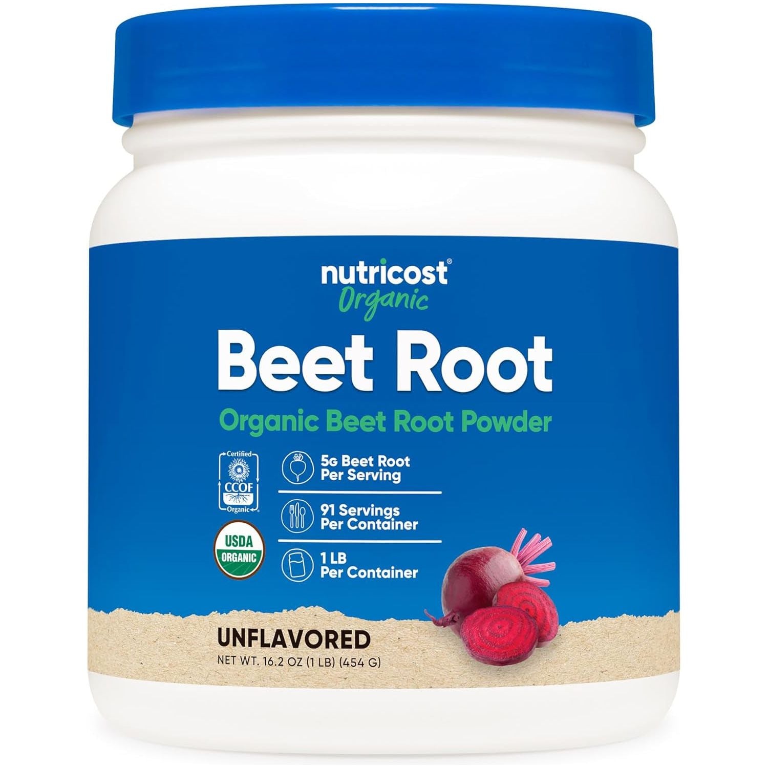 Nutricost Organic Beet Root Powder 1 LB - Vegan, Superfood, Certified USDA Organic