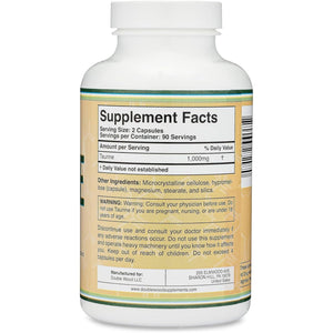 Taurine Supplement 1000Mg per Serving, 180 Capsules to Support a Longer, Healthier Life by Double Wood