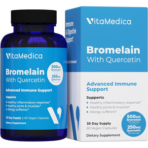 Vitamedica Bromelain & Quercetin Supplement for Immunity, Joint Support, Inflammation and Muscle Recovery 30 Servings