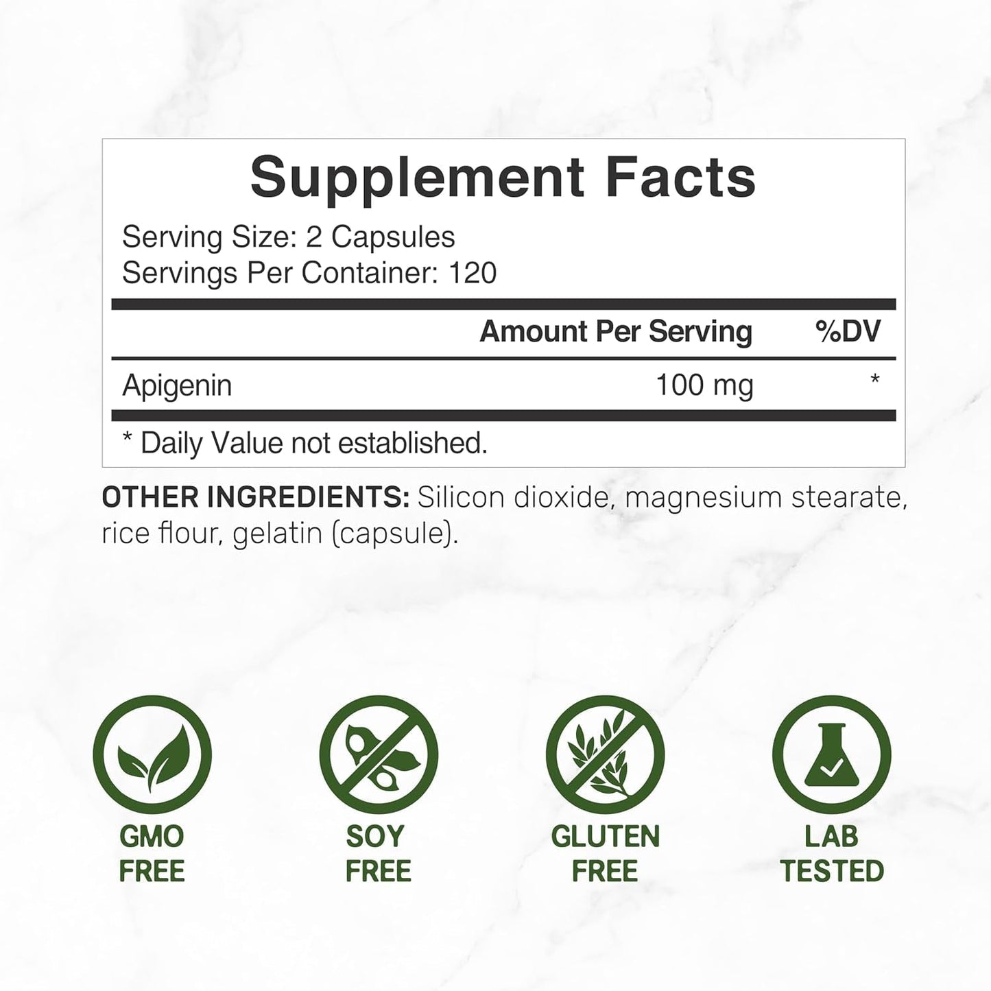 Apigenin, 100Mg per Serving, 240 Capsules – Sleep & Relaxation Supplement – Non-Gmo