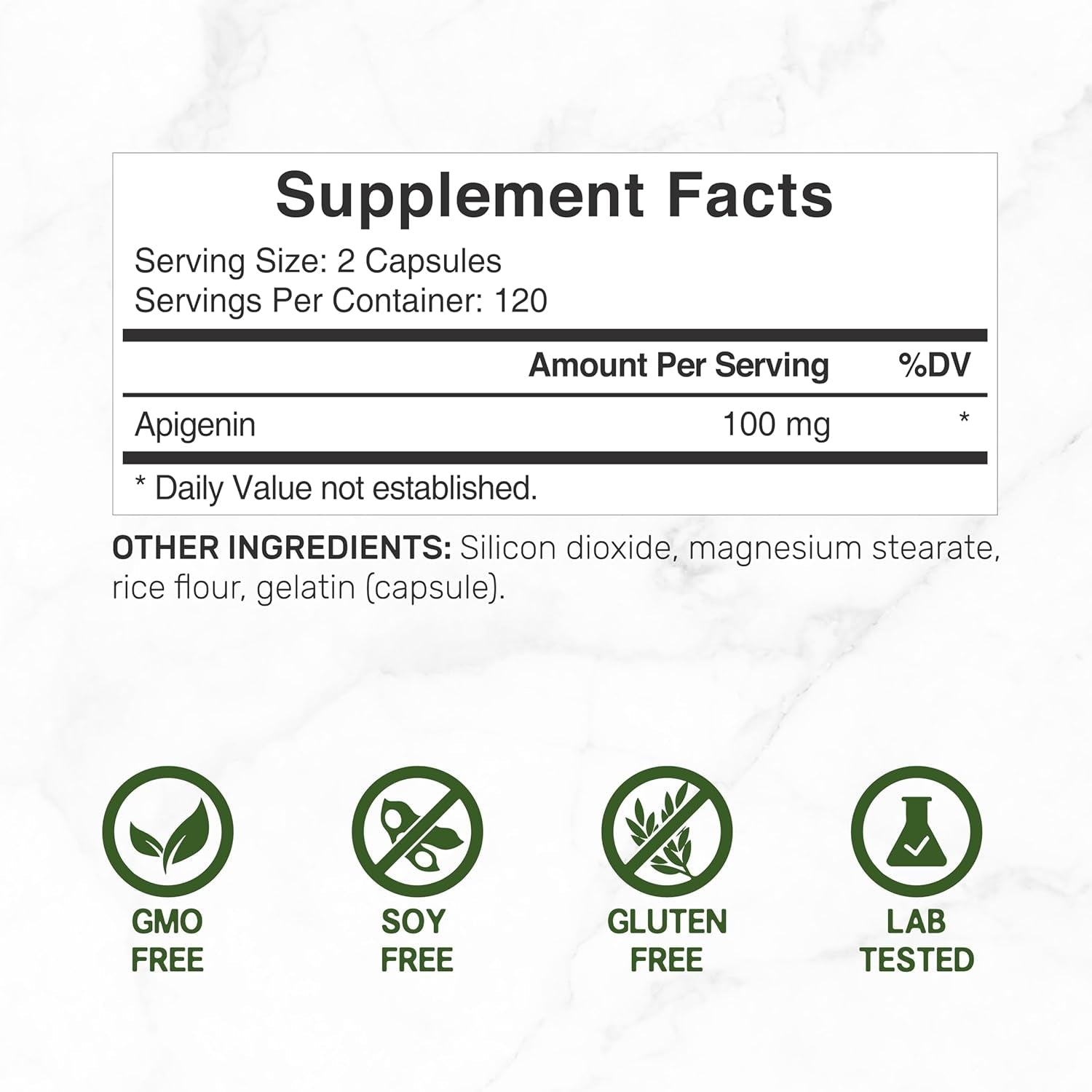 Apigenin, 100Mg per Serving, 240 Capsules – Sleep & Relaxation Supplement – Non-Gmo