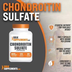 Bulksupplements.Com Chondroitin Sulfate Capsules - Bone & Joint Supplement, 120 Capsules/60 Servings