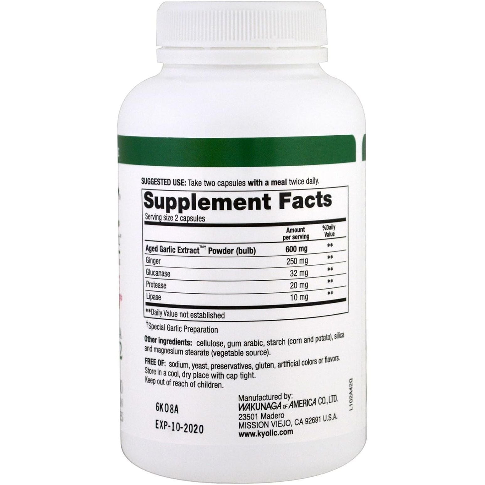 Kyolic #102 Garlic W/Enzyme Veg 200 Cap