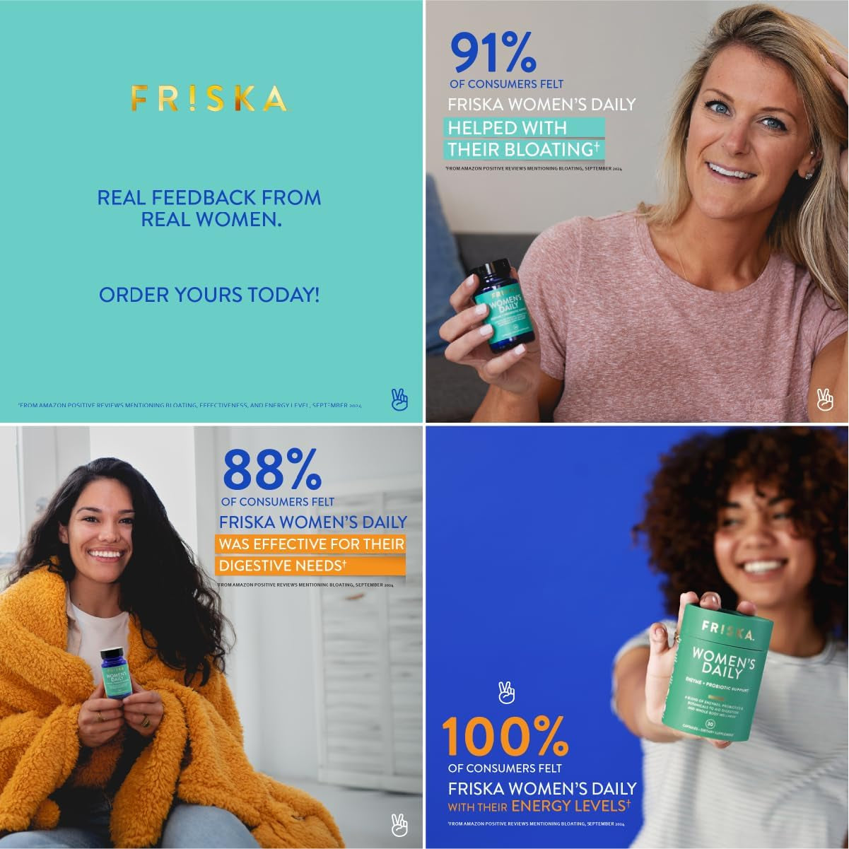 FRISKA Women’S Daily Digestive Enzyme and Probiotics Supplement, 30 Capsules