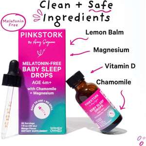 Pink Stork Baby Sleep Drops Naturally Support Sleep 1 Oz, 30 Servings