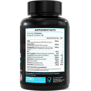 DHEA Micronized 200Mg Complex with Pregnenolone 100Mg Hormone Support - Made in USA 90 Capsules