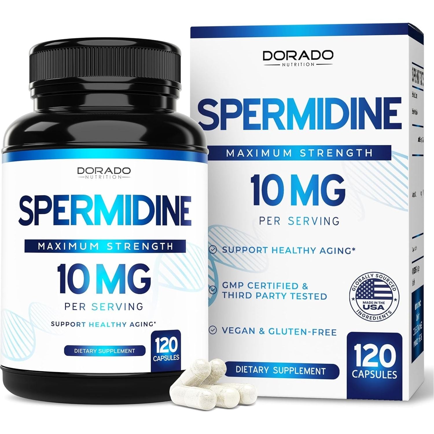 Spermidine Supplement (10Mg of 99% Spermidine 3HCL - Third Party Tested) 120 Capsules - Made in USA