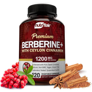 Nutriflair Premium Berberine HCL - Immune System, Healthy Weight Management (1200Mg/120 Capsules)