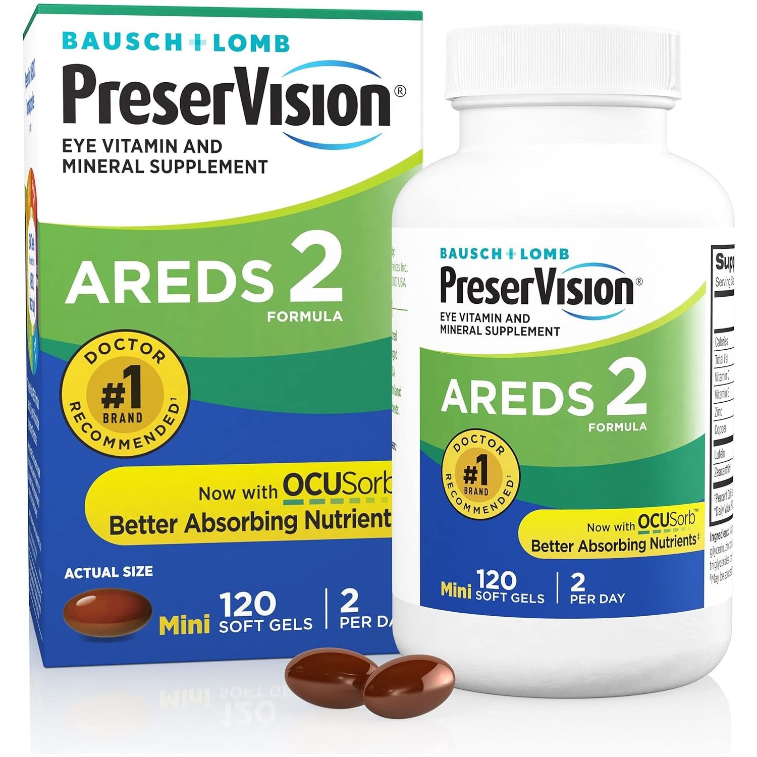 Preservision AREDS 2 Eye Vitamin & Mineral Supplement, Contains Lutein, Vitamin C, Zeaxanthin, Zinc & Vitamin E, 120 Softgels