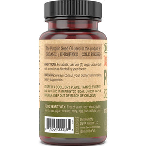 DEVA Nutrition Vegan Pumpkin Seed Oil 500 Mg, Cold-Pressed & Unrefined - 90 Capsules
