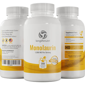 Monolaurin Supplement 1500Mg - Immune System and Natural Digestion Support 200 Capsules