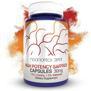 Nootropics Depot High Potency Saffron Extract Capsules | 30Mg | Crocus Sativus | 60 Count