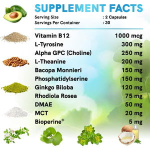 MEDCHOICE 11-In-1 Nootropic Brain Supplements for Memory, Focus and Brain Support 1321Mg, Stimulant Free, Vegan (60Count)