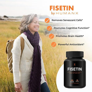 HUMANX Fisetin 500Mg - Powerful Serving Size (Similar to Apigenin, Luteolin, Quercetin) Senolytic Activator - USA Made