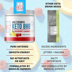 Dr. Boz - Keto BHB Powder - Increase Energy & Reduce Cravings 9.6Oz/20 Servings (Raspberry Lemonade)