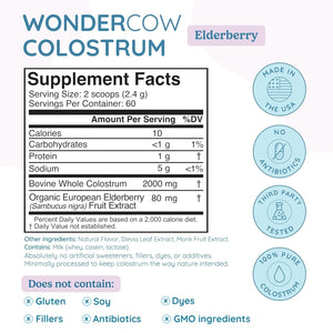 WONDERCOW Colostrum Supplement Powder for Gut Health, Immune Support, Muscle Recovery & Wellness 60 Servings