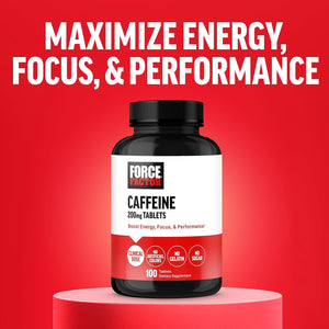 Force Factor Caffeine Pills 200Mg to Boost Energy, Focus, Strength, and Performance 100 Tablets