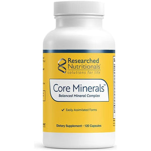 Researched Nutritionals Core Minerals - Iron-Free Multi Minerals Supplement Supports Bone Strength, Thyroid & Brain Health (120 Capsules)