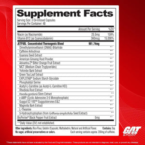 GAT SPORT Jetfuel Original - Weight Loss Supplement, Energy Booster, Fat Burner, Appetite Suppressant (144 Capsules).