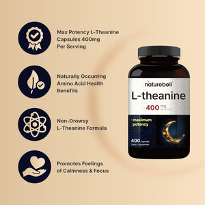 L-Theanine Supplement | Max Potency Relaxation & Focus Support (400Mg, 400 Capsules)