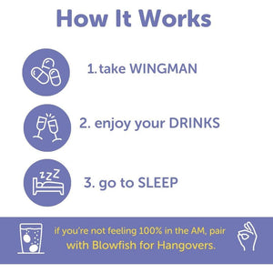 Blowfish Wingman | Feel Better after Drinking with DHM, L-Cysteine, & Electrolytes | Pre-Alcohol Liver Support & Hydration.