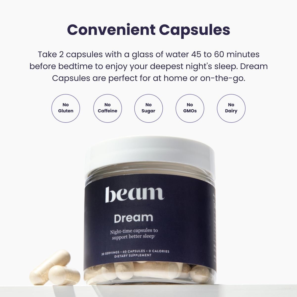 Beam Dream Sleeping Pills, Sleep Aid, Sleep Aids for Adults, Natural Sleep Supplement, 30 Servings - Suppviv