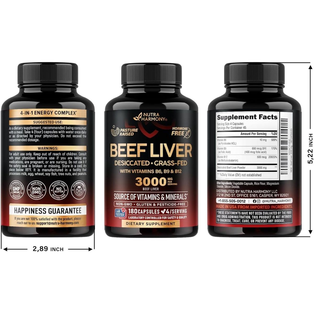 Beef Liver Capsules 3000 Mg - Organic Desiccated Beef Liver 180 Capsules - Suppviv