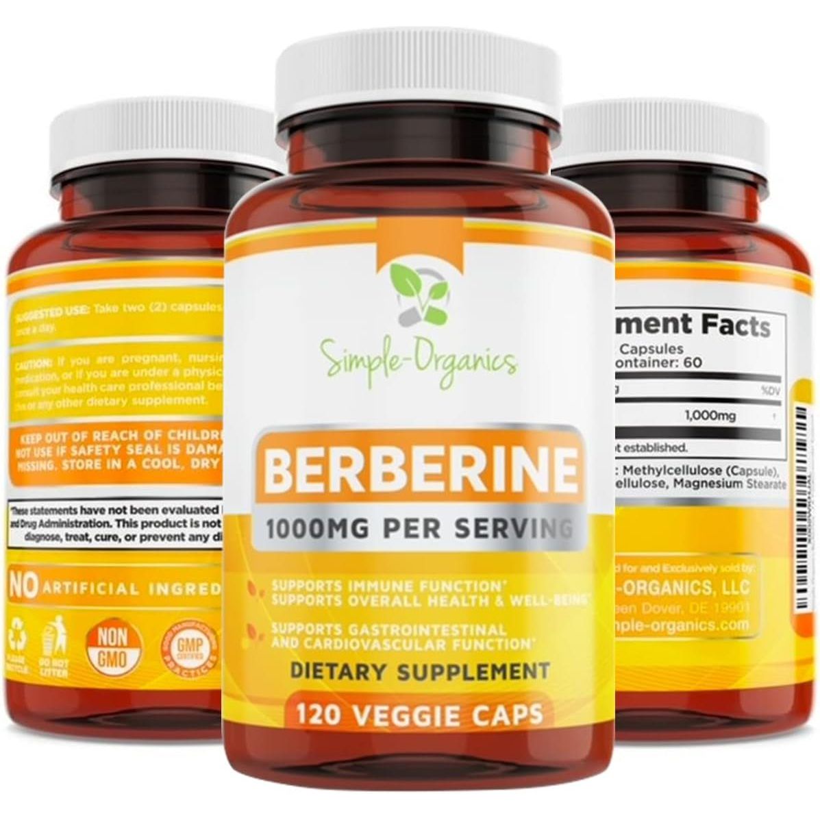 Berberine 500Mg Supports Healthy Immune Function, Anti - Oxidant 120 Capsules (1000Mg per Serving) - Suppviv