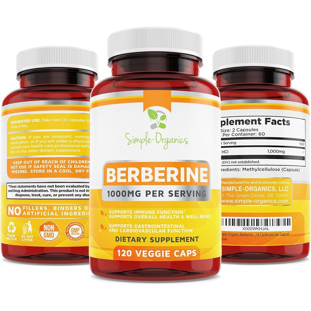 Berberine 500Mg Supports Healthy Immune Function, Anti - Oxidant 120 Capsules (1000Mg per Serving) - Suppviv