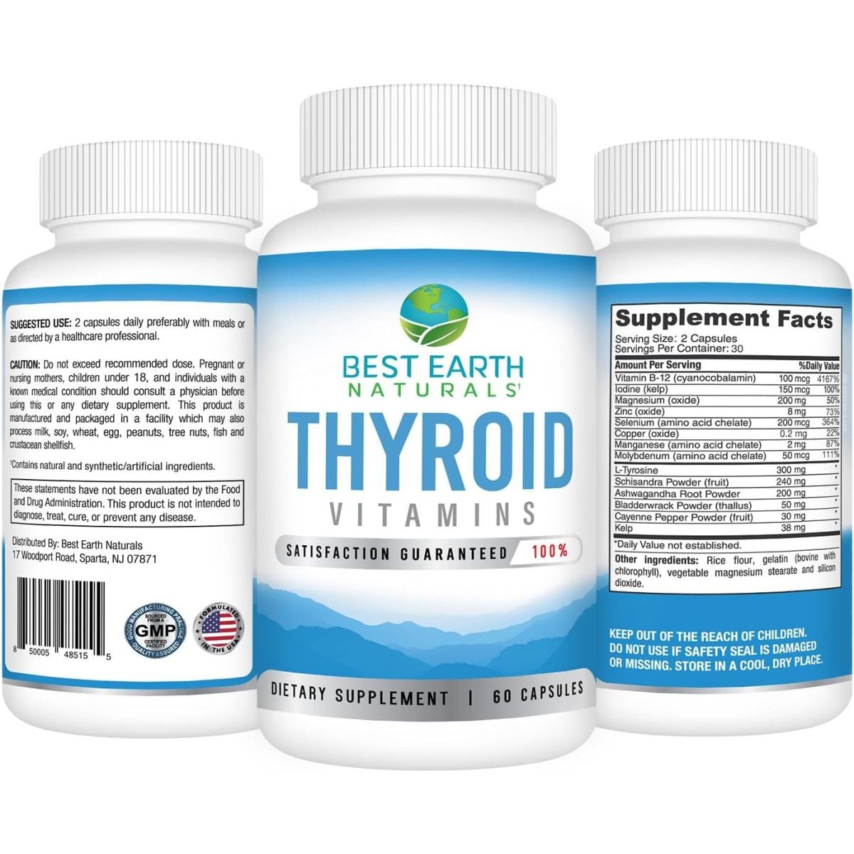 Best Earth Naturals Thyroid Support Supplement for Women & Men - 60 Capsules - Suppviv