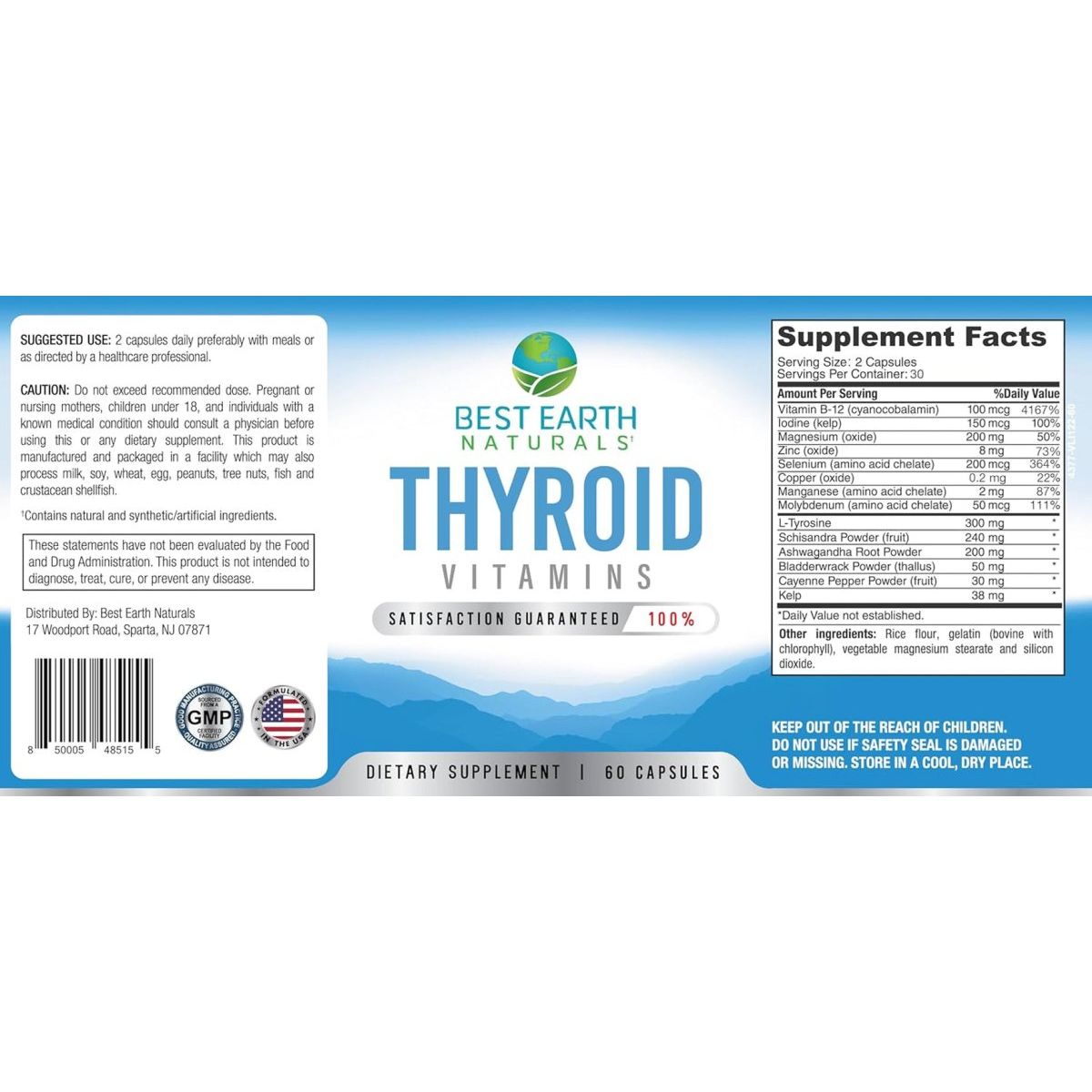 Best Earth Naturals Thyroid Support Supplement for Women & Men - 60 Capsules - Suppviv