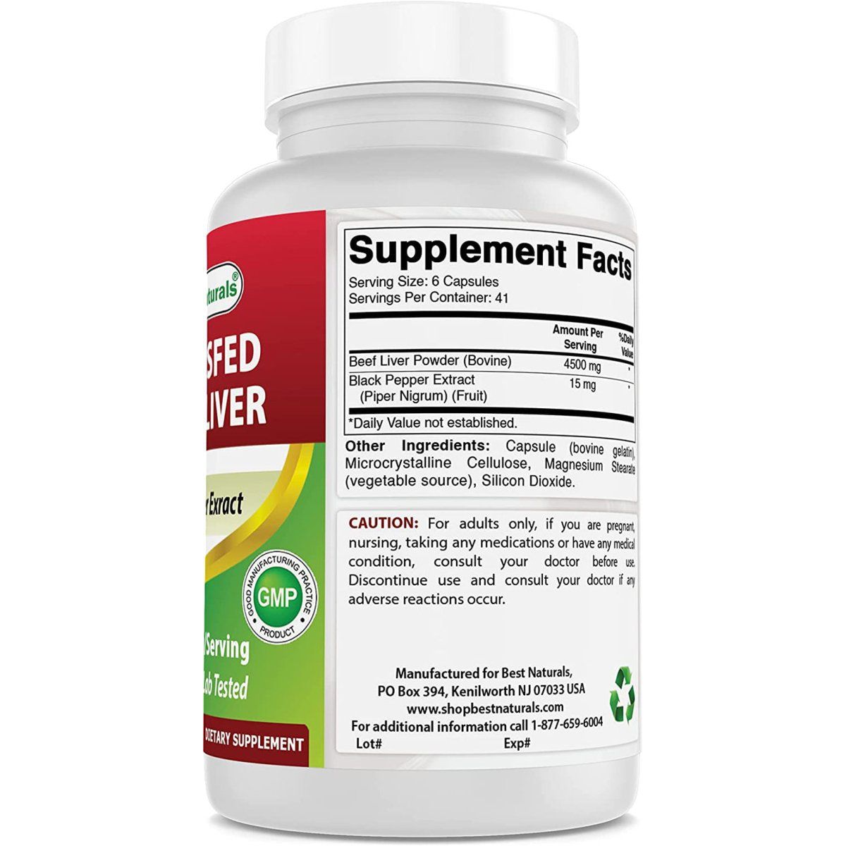 Best Naturals Grass Fed Beef Liver Capsules 4500Mg 250 Count - Suppviv