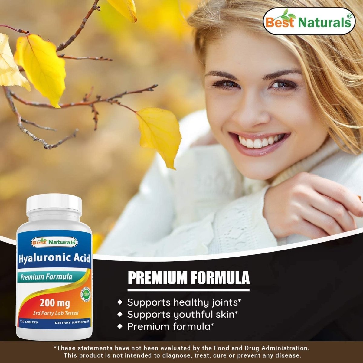 Best Naturals Hyaluronic Acid 200 Mg 120 Tablets (Non - Gmo, Gluten Free) - Suppviv