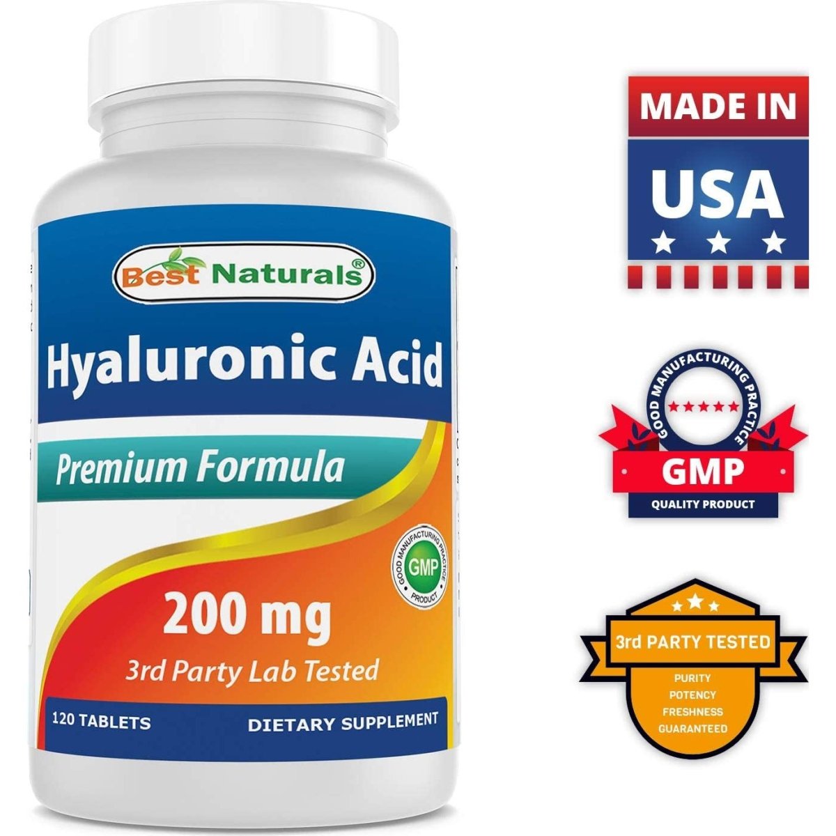 Best Naturals Hyaluronic Acid 200 Mg 120 Tablets (Non - Gmo, Gluten Free) - Suppviv