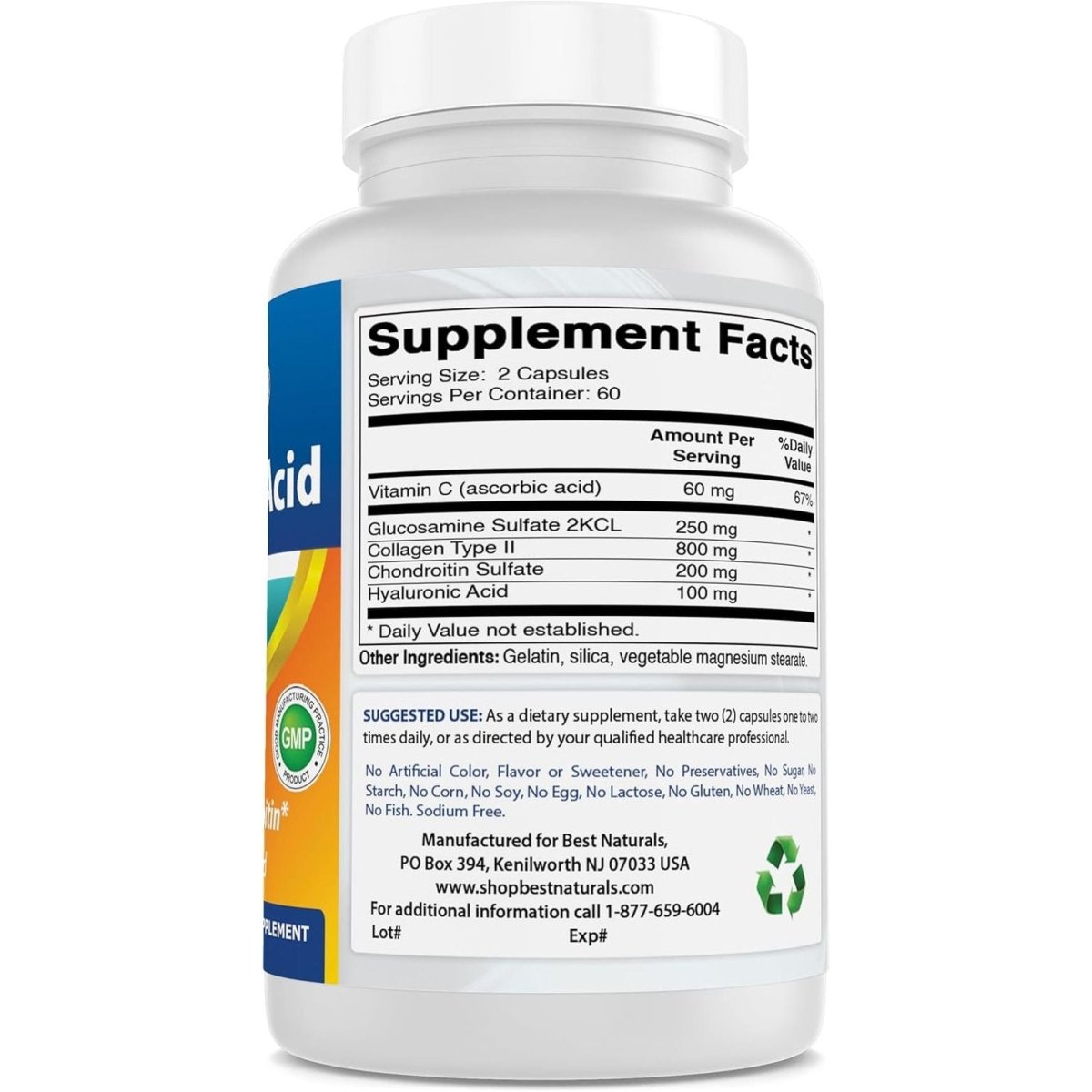 Best Naturals Hyaluronic Acid - Support Healthy Joints and Youthful Skin (100 Mg 120 Capsules) - Suppviv