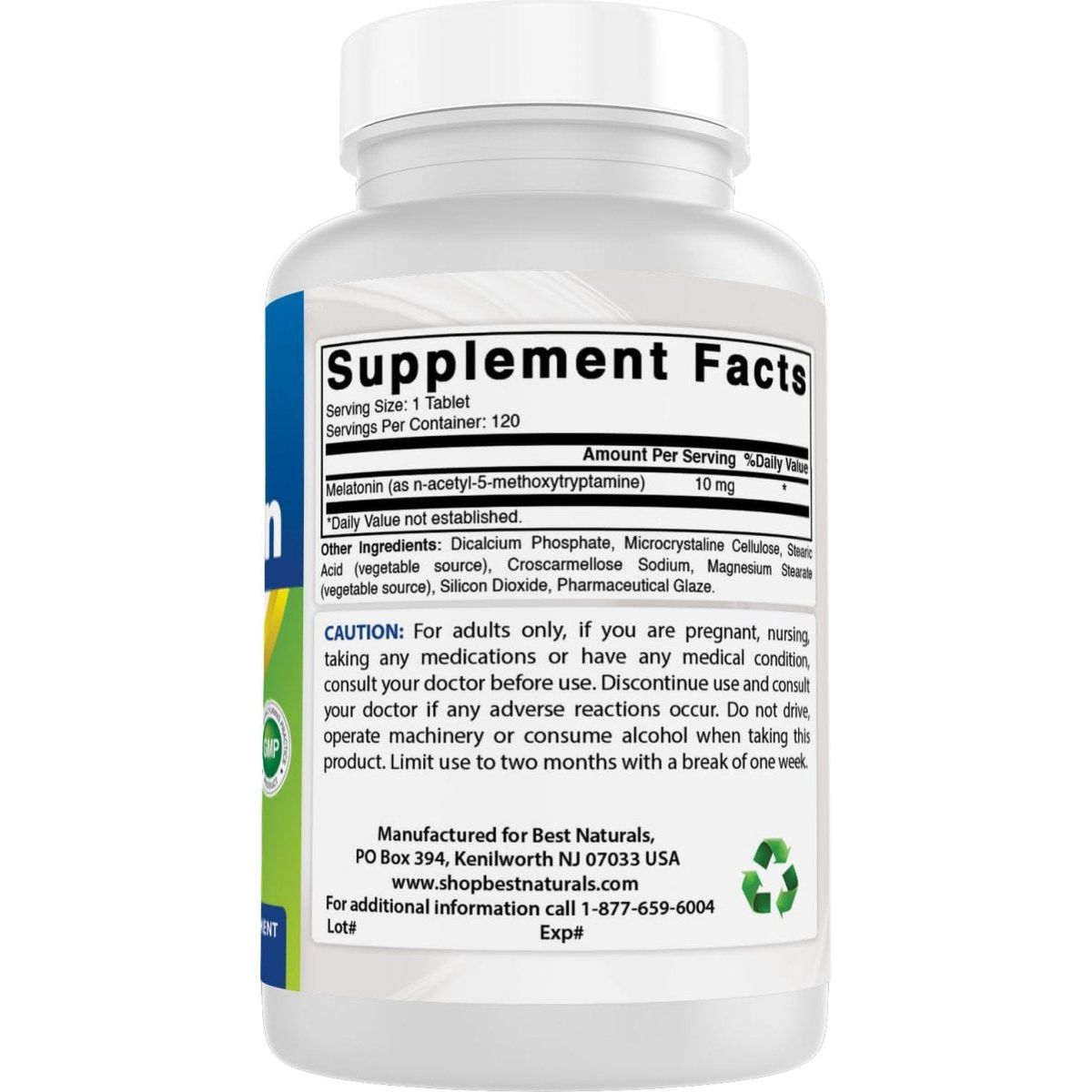 Best Naturals Melatonin 10Mg - Helps Promote Relaxation & Sleep (120 Count) - Suppviv