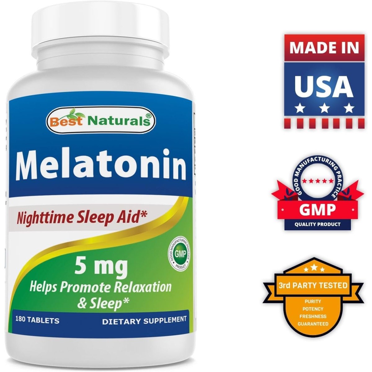 Best Naturals Melatonin 5 Mg 180 Tablets - Suppviv