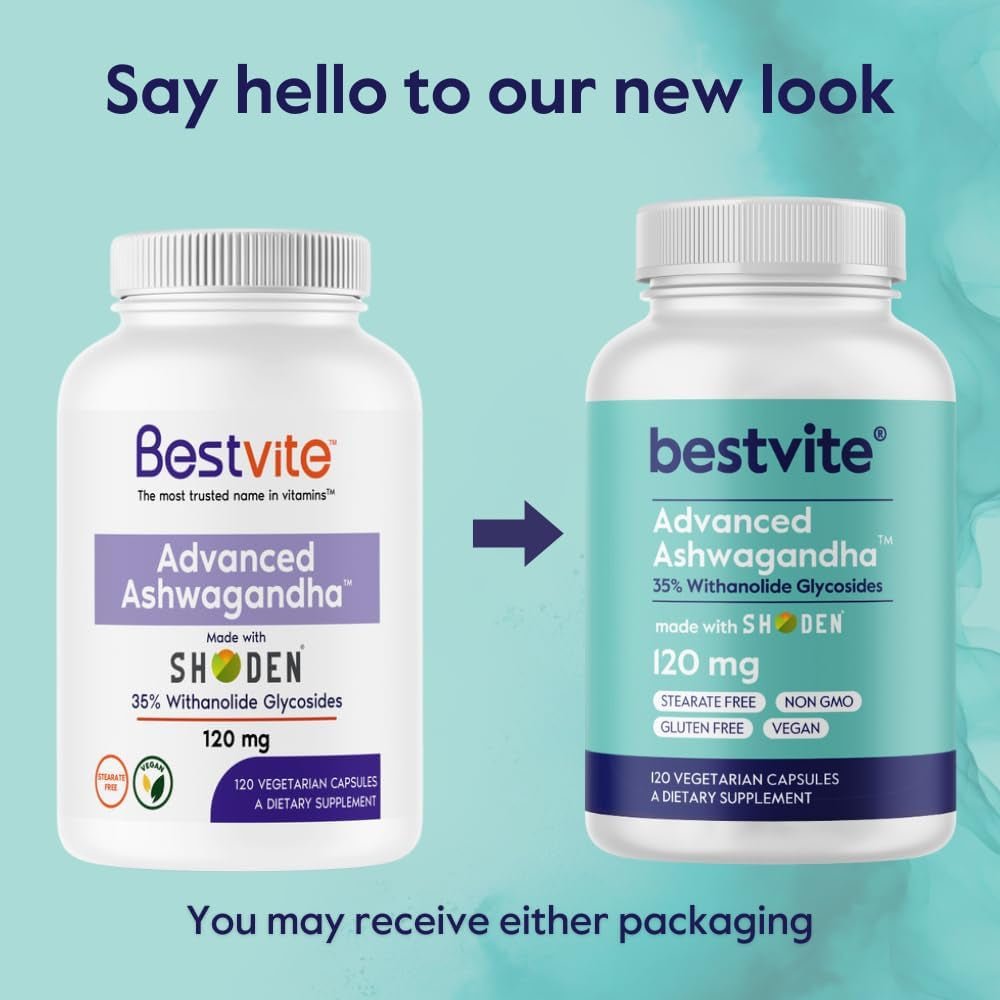 BESTVITE Advanced Ashwagandha 120Mg W/Shoden (120 Vegetarian Capsules) - Suppviv