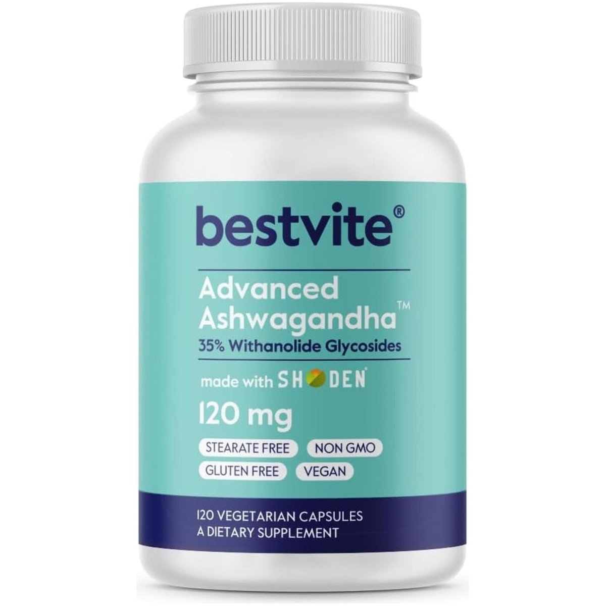BESTVITE Advanced Ashwagandha 120Mg W/Shoden (120 Vegetarian Capsules) - Suppviv