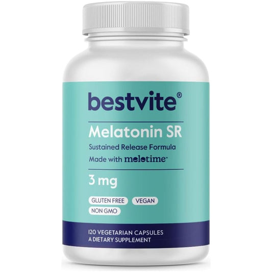 BESTVITE Melatonin SR 3Mg - Extended Release Melatonin (120 Capsules) - Suppviv