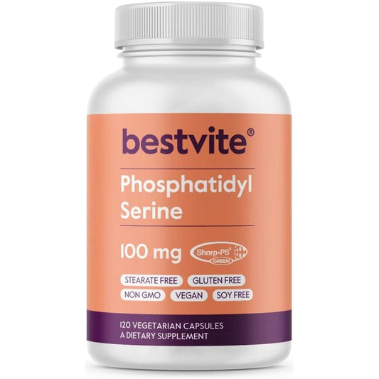 BESTVITE Phosphatidylserine 100Mg per Capsule (120 Vegetarian Capsules) with Sharp - Ps® Green - Suppviv
